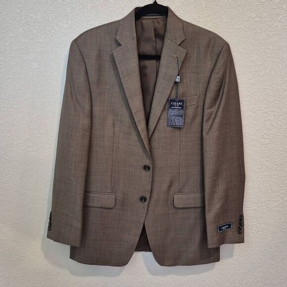Chaps Mens Tan Brown 38R Blazer Sport Coat  Wool - Picture 1 of 6